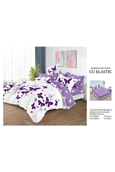 FIONNA.RO Fine Bed Linen With Elastic - Purple Butterflies