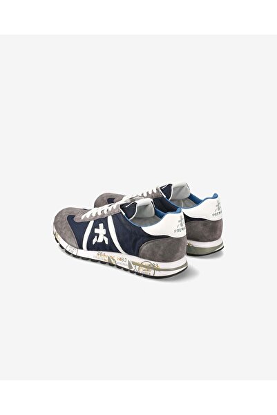 Premiata Men's Fabric and Suede Detailed Logo Patterned Comfortable Sole Navy Blue Sneaker Lucy 7089-Dark Blue