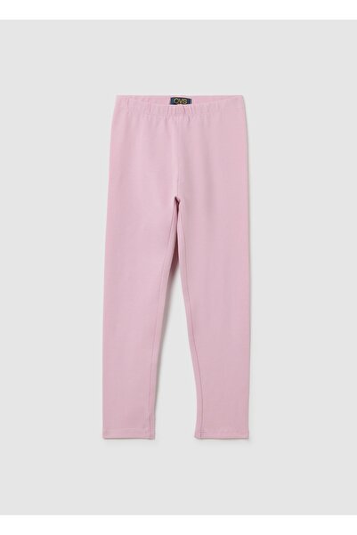 Ovs Girls' pink cotton stretch leggings, regular fit