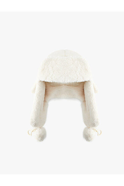 Koton Plush Pilot Hat with Pompom Detail