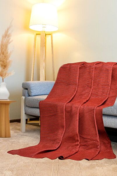 SESLİ TEKSTİL بطانية قطنية فردية للسيدات - أحمر