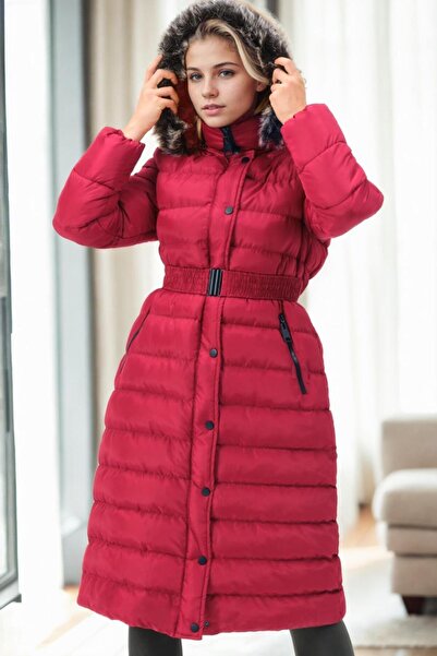 Dewberry Z6779 Coat-Bordo-1