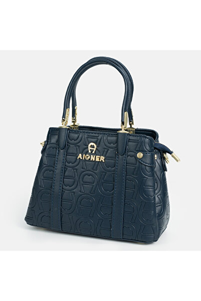 AG حقيبة كتف زرقاء كلاسيكية منقوشة، حقيبة مربعة أنيقة مستوحاة من الفخامة، مناسبة لرجال الأعمال والتنقل