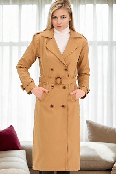 Dewberry Z9737 Trench Coat-Camel