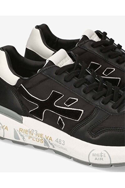 Premiata Men's Soft Suede Leather Lace-Up Super Light Outsole Black Sneaker Mick 7249-Black