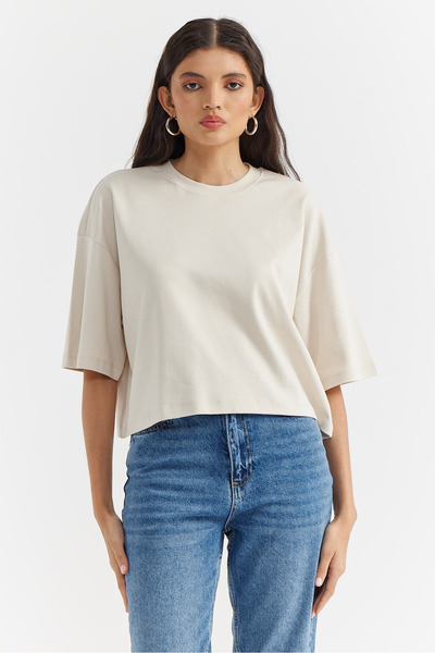 PAULMARK Γυναικείο κοντό μπλουζάκι με γράμματα