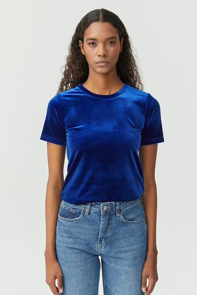 PAULMARK Bluză din catifea cu mâneci scurte