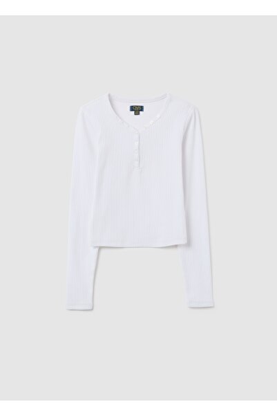 Ovs Girls' stretch cotton white regular fit top