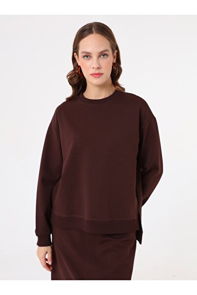 Benin Βασικό Σετ Φούτερ και Μακριά Φούστα - Καφέ -