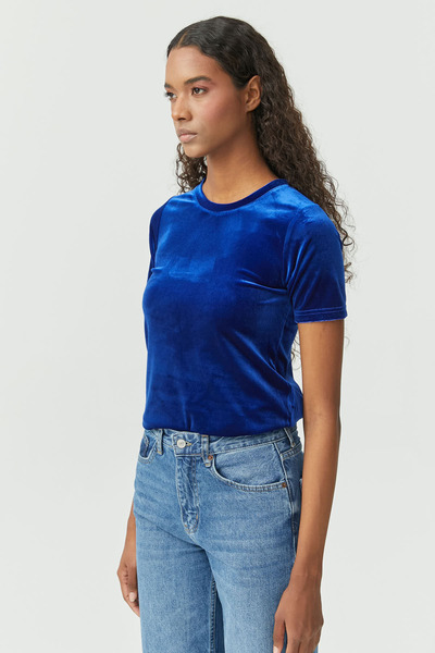 PAULMARK Bluză din catifea cu mâneci scurte