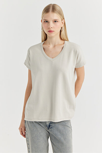 PAULMARK Γυναικεία πλεκτή μπλούζα με λαιμόκοψη V