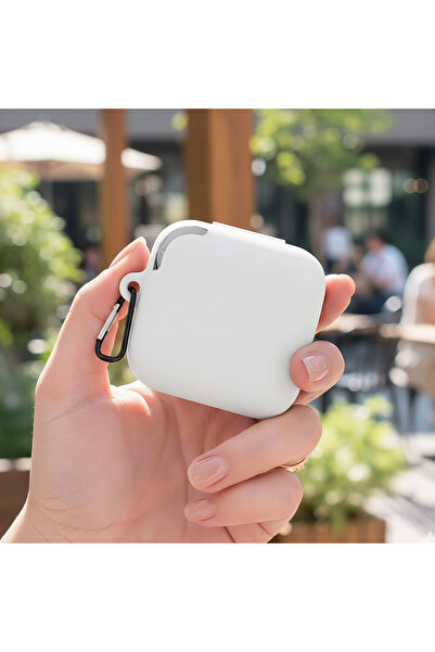 NOTHING CaseOnn CMF Buds 2 Kılıf Askı Aparatlı Mat Silikon Beyaz