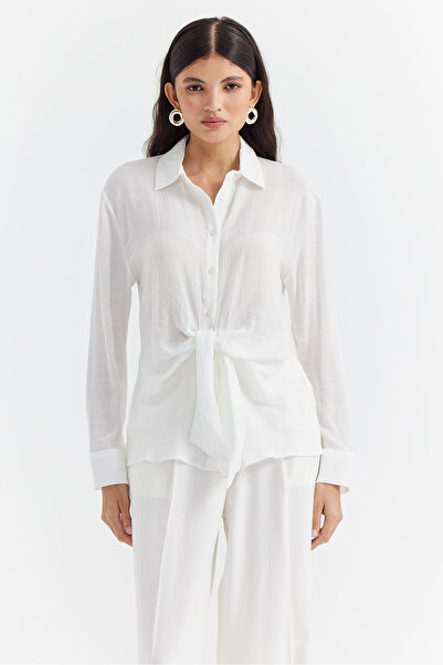 PAULMARK Γυναικείο πουκάμισο με κόμπους και ντραπέ