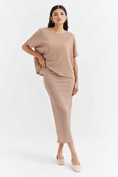 PAULMARK Fusta midi texturată cu talie normală pentru femei