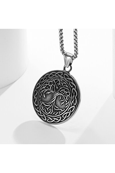 Viking Nordic Mythology Raven Tree of Life S+ Quality 316L Stainless Steel Non-Tarnish Necklace