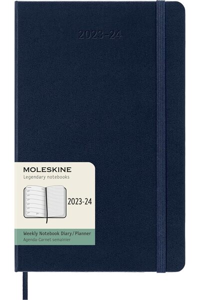 Moleskine Weekly Planner 2023-2024, Large, Sapphire Blue, Hard Cover (5 x 8.25)
