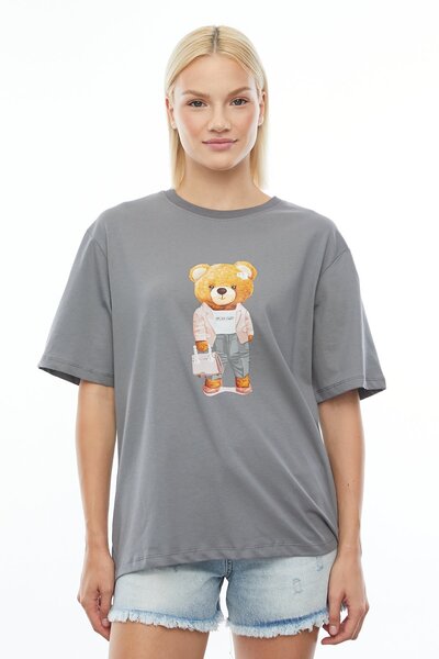 PAULMARK Teddy Bear Printed Oversize T-shirt