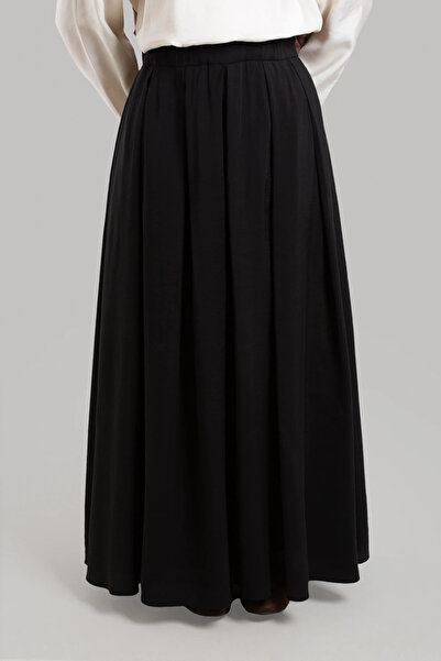 Lemaye Pileli Modal Etek - Siyah