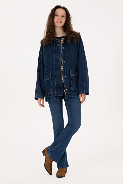 U.S. Polo Assn. Kadın Koyu Mavi Jean Gömlek Ceket 50309434-DN0023