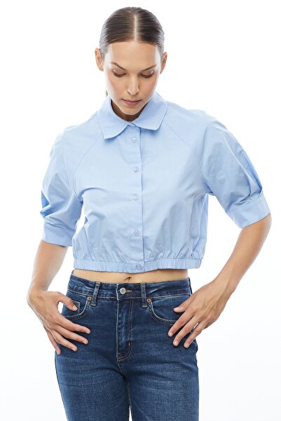 PAULMARK Γυναικείο πουκάμισο με μισό μανίκι από ποπλίνα