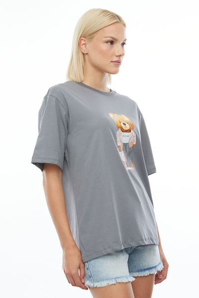 PAULMARK Teddy Bear Printed Oversize T-shirt