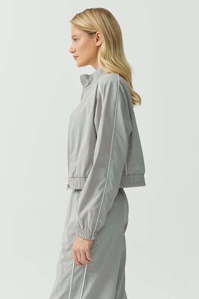 PAULMARK Γυναικείο λεπτό παλτό από ύφασμα αλεξίπτωτου ψηλός λαιμός