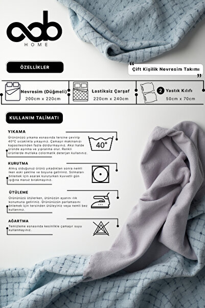 oabhome Cream Cotton Satin Striped Double Duvet Cover Set 4 Pieces