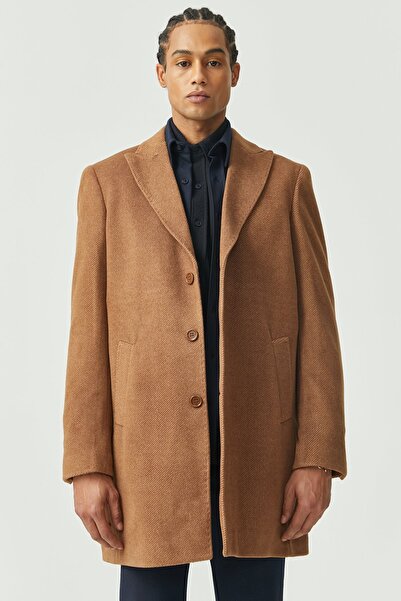 PAULMARK Ανδρικό παλτό με υφή με γιακά χελιδονοουράς