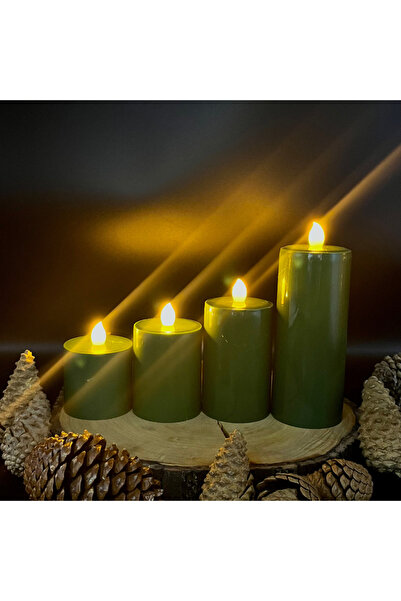 Led Mum 4 ADET 15-10-8-6 CM YEŞİL BATOM ÇAP 6 CM