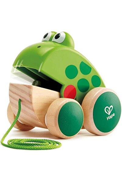 Generic لعبة ضفدع قابلة للسحب للأطفال الصغار | لعبة حيوان خشبية قابلة للسحب والدفع مع حركة فم | إنترا