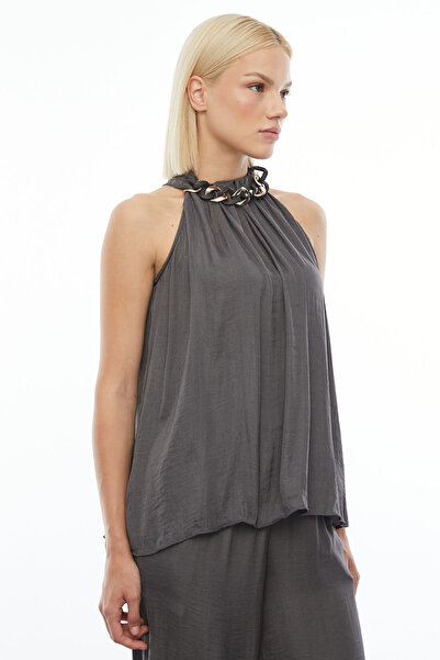 PAULMARK Αμάνικη μπλούζα με λεπτομέρεια αξεσουάρ