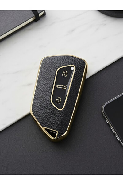 Lanitra Volkswagen Seat Cupra Golf 8 Caddy Leon Tiguan Formenter 3 Buton Deri Nano Anahtar Kılıfı
