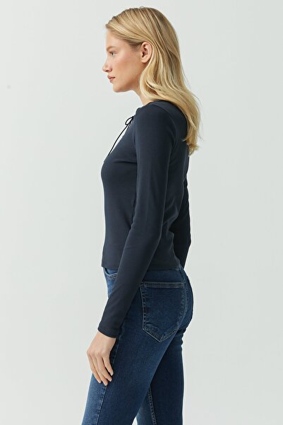 PAULMARK Μπλούζα με λεπτομέρεια με δέσιμο στο μπροστινό μέρος