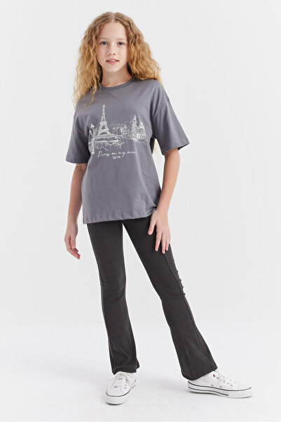 PAULMARK Leggings pentru fete cu detaliu de cusut