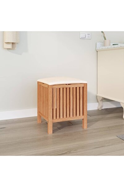 vidaxl Bathroom Stool 40.5x40x52 cm Solid Wood Walnut