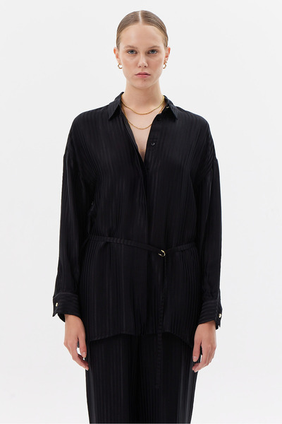 PAULMARK Women's D Buckle Satin Shirt