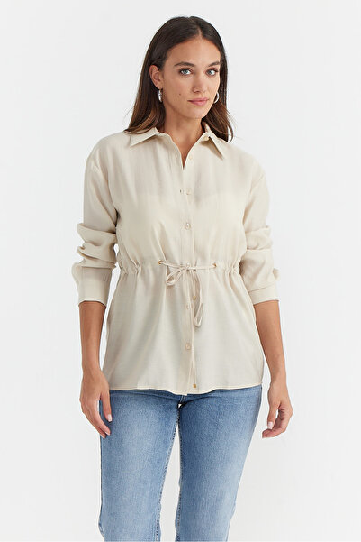 PAULMARK Γυναικείο πουκάμισο με μακρυμάνικο κορδόνι στη μέση