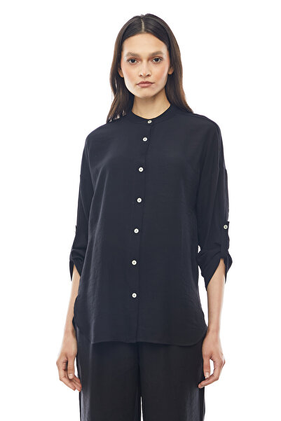 PAULMARK Women's Judge Collar Curved Sleeve Shirt