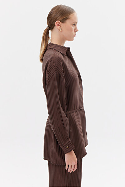 PAULMARK Γυναικείο σατέν πουκάμισο με αγκράφα D