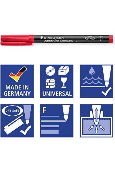 Staedtler Lumocolor Permanent Fine Felt-Tip Marker, 0.6 mm, Pack of 8 (Assorted Colors)