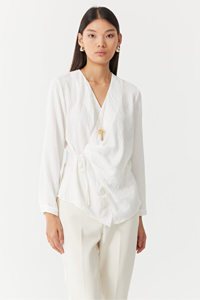 PAULMARK Γυναικεία μπλούζα με κορδόνια που κυλάει