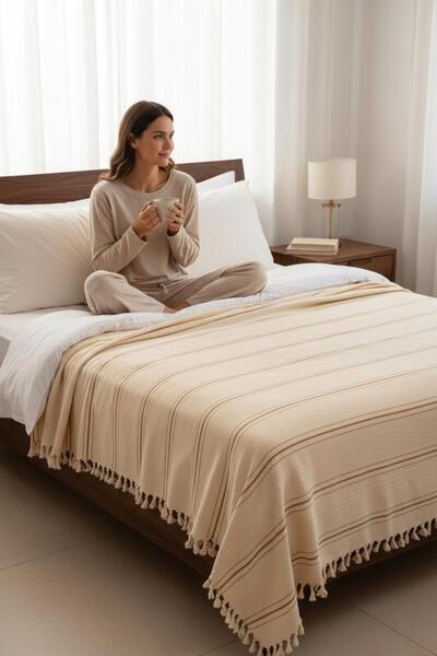 DNRYSL 100% Cotton Double Tasseled Pique, Bedspread 200X320Cm