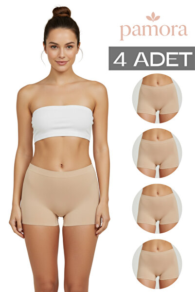 PAMORA Γυναικεία εφέ σύσφιξης Μη Σημαντικά Συνδεμένα Είδη Μπόξερ 4-συσκευασία – Μαύρο, Λευκό, Μαύρισμα, Ξηρό Ροζ