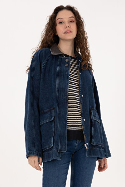 U.S. Polo Assn. Kadın Koyu Mavi Jean Gömlek Ceket 50309434-DN0023