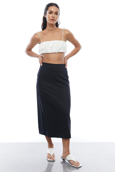 PAULMARK Fusta de lungime midi pentru femei cu spatele cu fantă