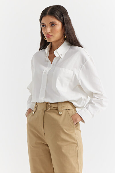 PAULMARK Γυναικείο βαμβακερό πουκάμισο με λεπτομέρεια τσέπης