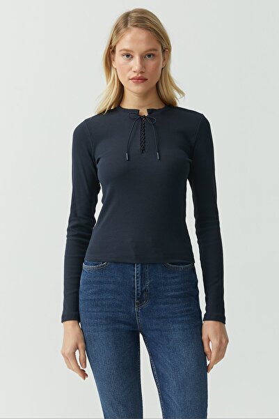 PAULMARK Μπλούζα με λεπτομέρεια με δέσιμο στο μπροστινό μέρος