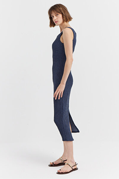 PAULMARK Γυναικείο φόρεμα με υφή και λεπτομέρεια με σχισμή