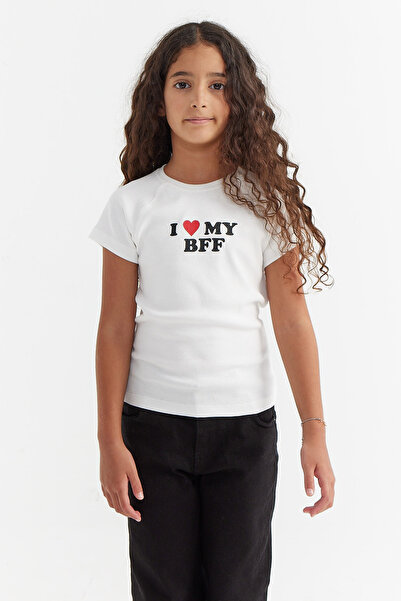 PAULMARK تي شيرت بناتي مطبوع عليه نص