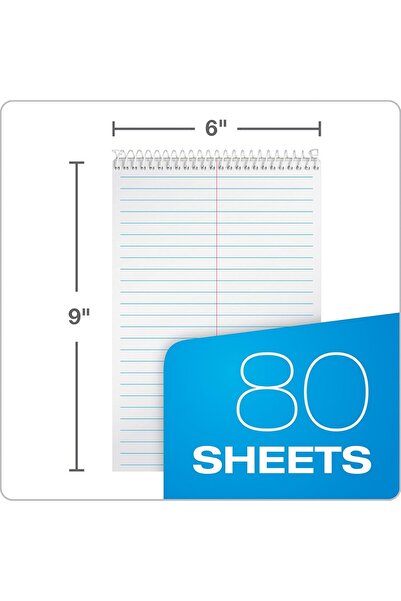 Tops Steno Spiral Pad 6 x 9 in, Gregg-Ruled, White Paper, 80 Sheets per Book, Pack of 4 (80220)